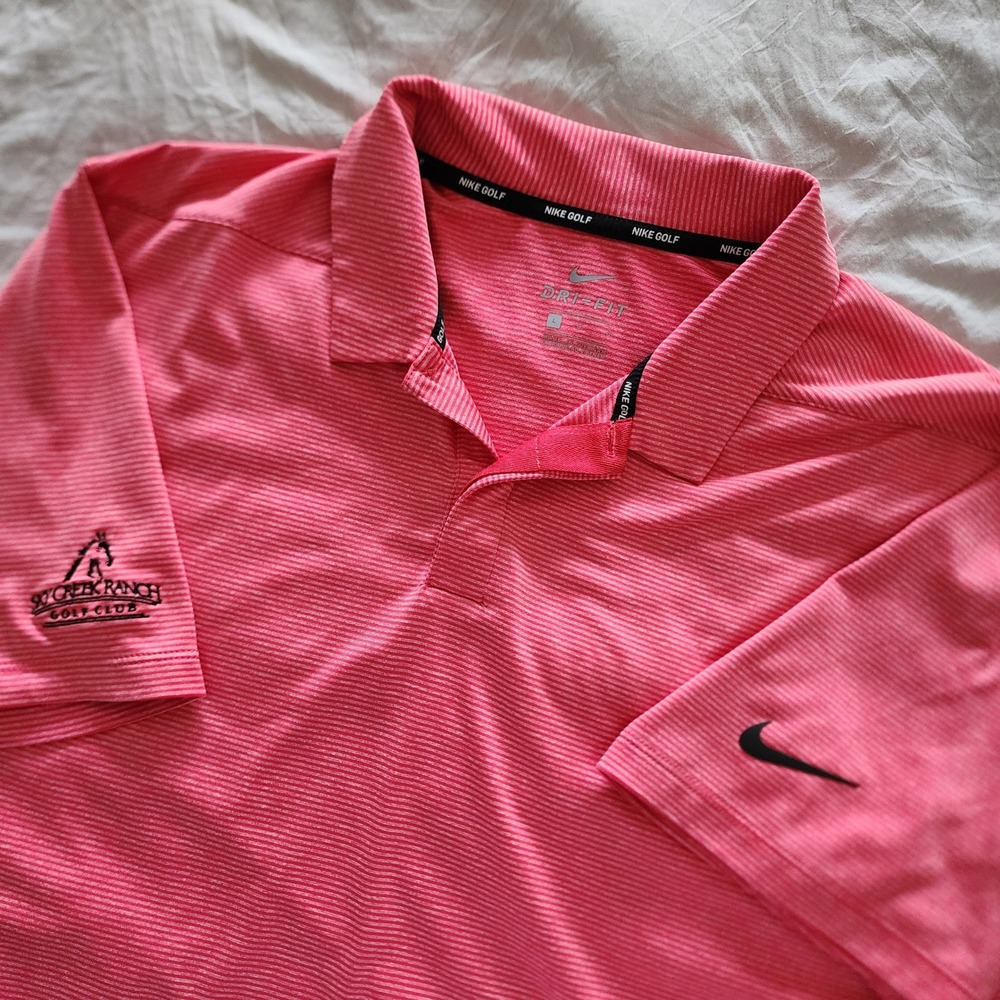 Nike‎ Golf Dri-Fit coral pink short sleeve polo shirt mens size L